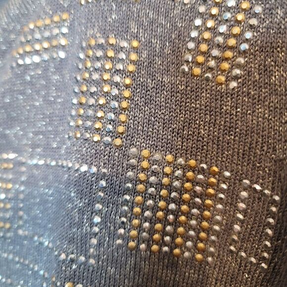 White House Black Market Gray Metallic Shimmer Embellished Cardigan Size Small - Picture 9 of 10
